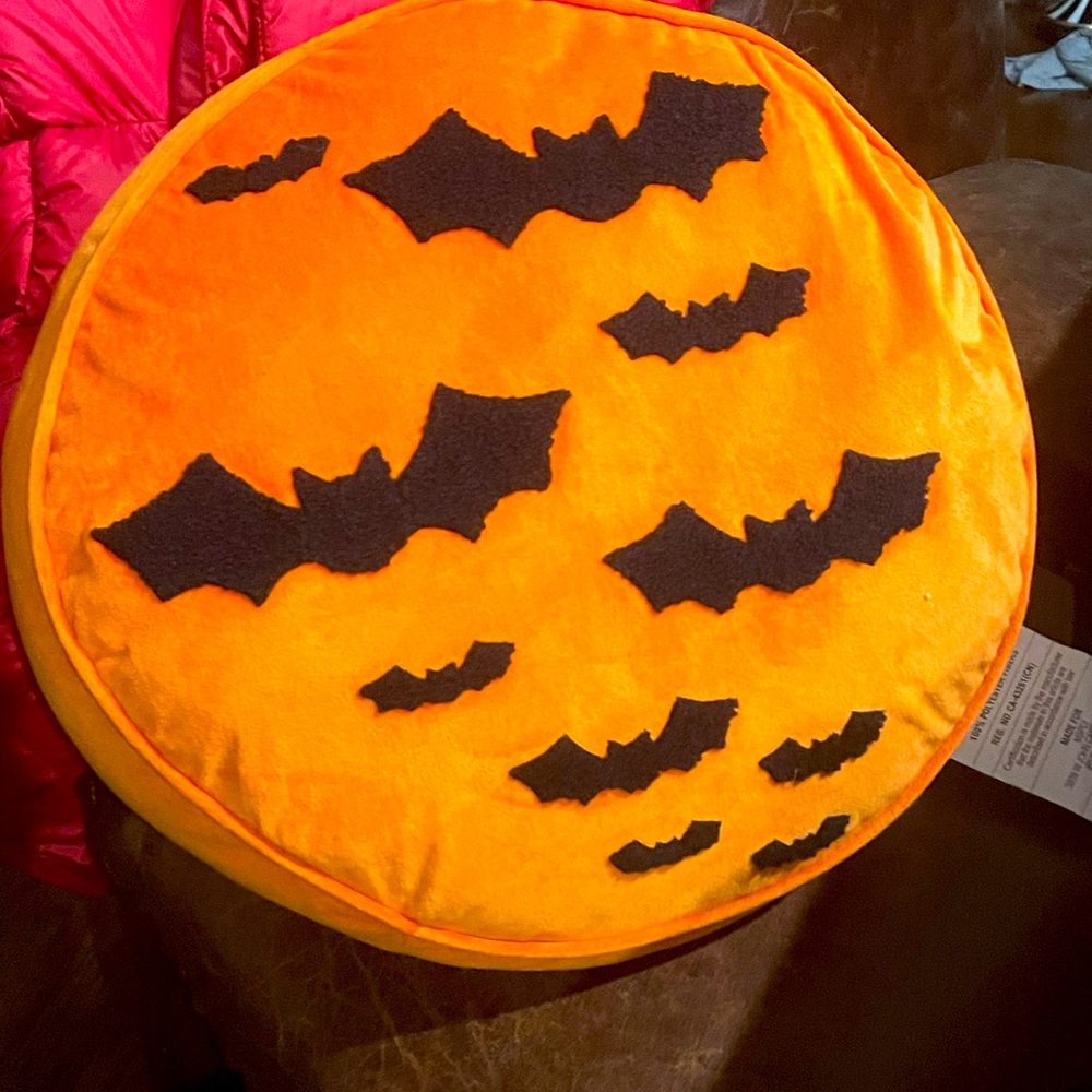 Halloween Bat round throw pillow